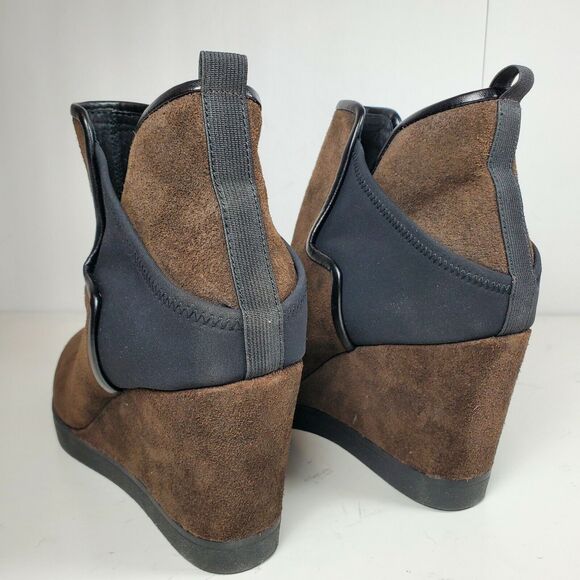 Donald Pliner women boots Wedge Bootie Dark Brown Suede Luluu Sz 9.5 new - Picture 5 of 8